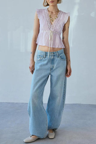 Sleeveless Ruffled Tank with Tie Waist