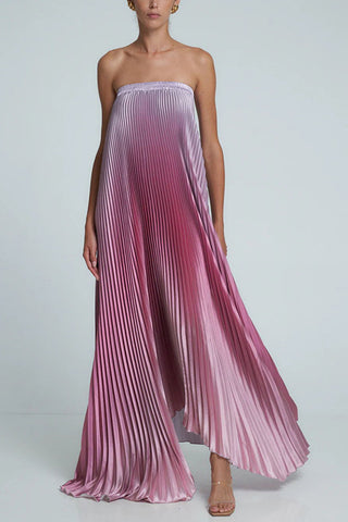 Strapless Pleated Evening Gown
