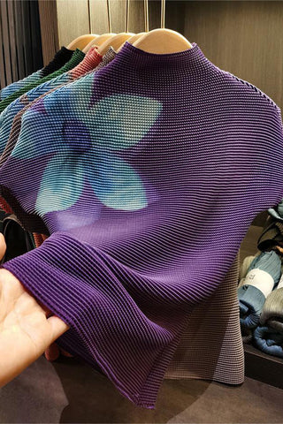 Floral Ribbed Highneck T-Shirt