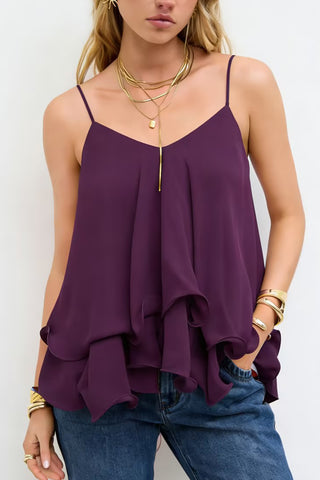 Layered Ruffle Hem Cami Tank