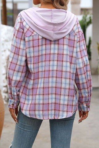 Casual Plaid Hooded Shirt