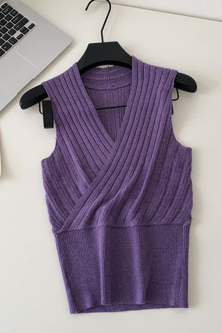 Wrap-Front Knit Tank Top