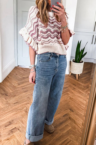 Wave Pattern Knit Sweater
