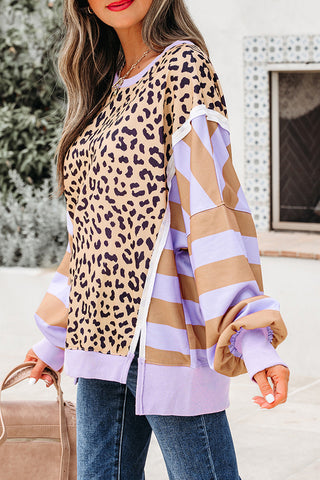 Animal Print and Stripe Long Sleeve Tee