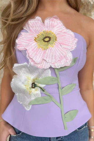 Strapless Floral Appliqué Top