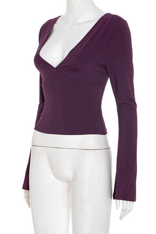 V-Neck Long Sleeve Blouse