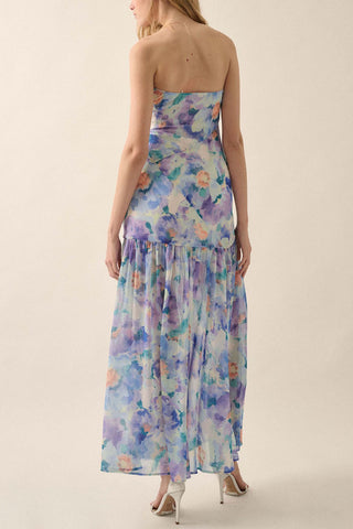 Strapless Floral Maxi Dress