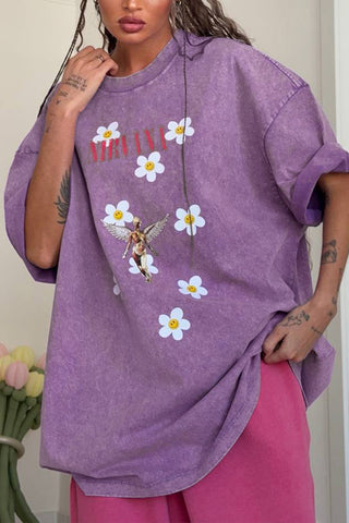 Floral Fairy Graphic Oversized Tee