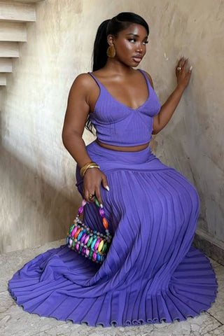 Pleated Skirt and Crop Top Set