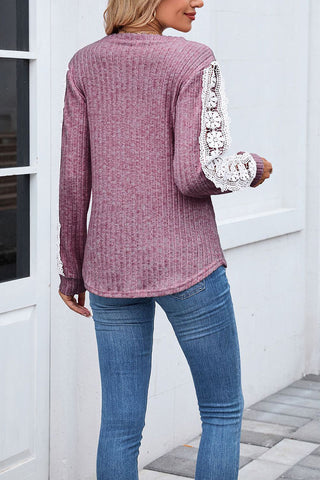 Lace Trim Long Sleeve Top