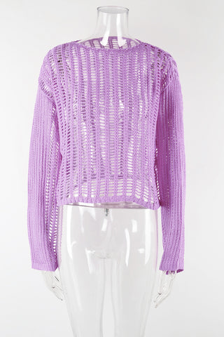 Open-Knit Long Sleeve Blouse