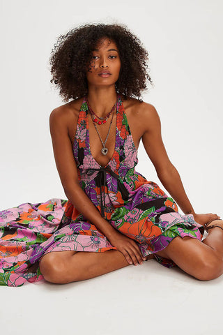 Floral Halter Vacation Dress