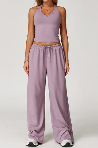 Halter Neck Wide-Leg Pants Set