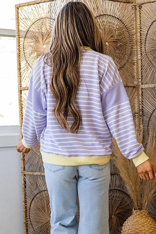 Stripe Patchwork Drop Shoulder Top
