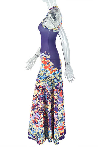 Sleeveless Maxi Dress with Artistic Print