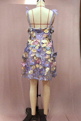 Floral Mesh Sundress with Tie Straps