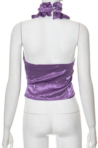 Ruffled High Neck Tank Top