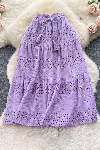 Tiered Lace Midi Skirt