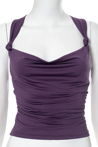 Knotted Shoulder Ruched Tank Top