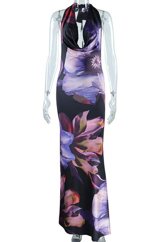 Halter Neck Floral Maxi Dress