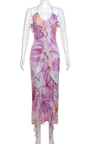 Floral Ruffle Vacation Dress