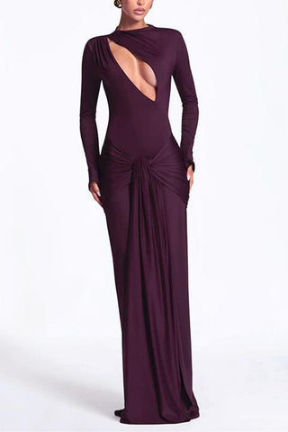 Cutout Detail Gathered Maxi Dress