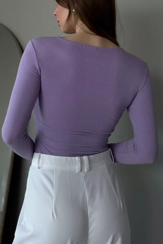 Stylish Twist-Front Long Sleeve Top