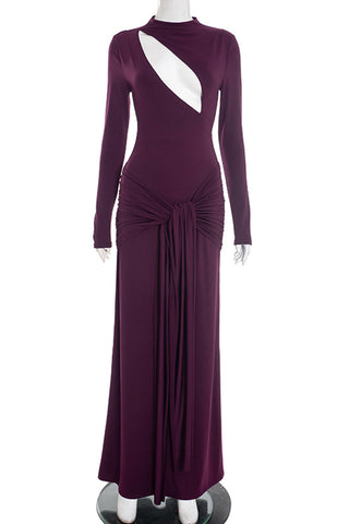 Cutout Detail Gathered Maxi Dress