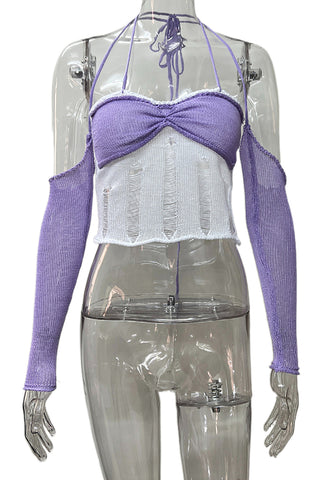 Knotted Mesh Tank with Sleeve Detail