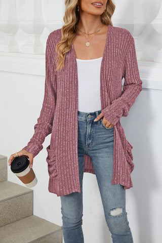 Open-Front Ribbed Cardigan