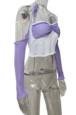 Knotted Mesh Tank with Sleeve Detail