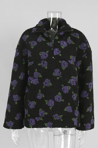 Floral-Print Mock Neck Sweatshirt