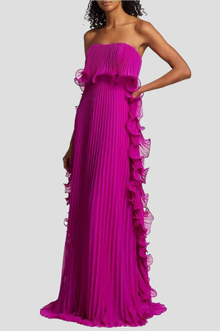 Strapless Ruffle Maxi Dress