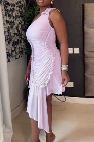 One-Shoulder Ruched Casual Dress