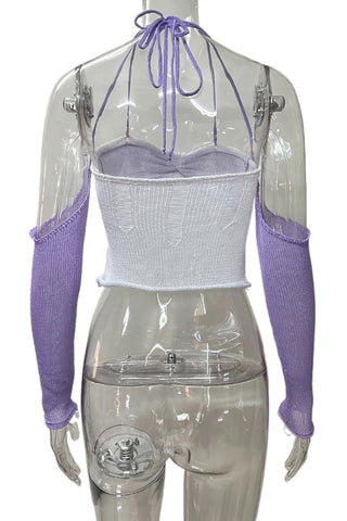 Knotted Mesh Tank with Sleeve Detail