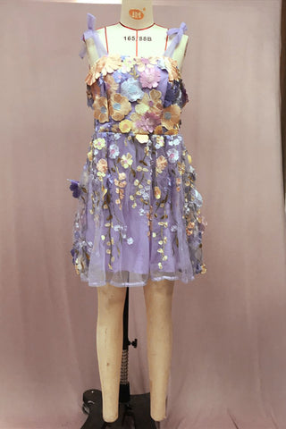 Floral Mesh Sundress with Tie Straps