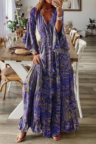 Bohemian Long-Sleeve Maxi Dress
