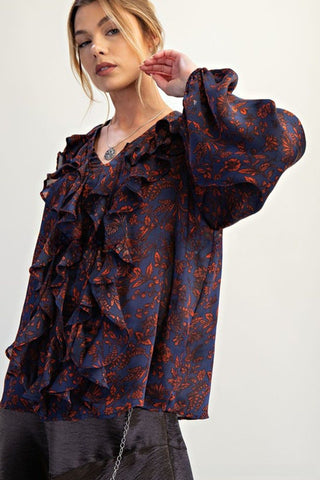 Floral Ruffled Shirt