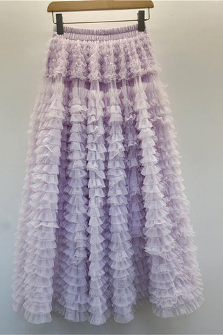 Ruffled Midi Casual Skirt