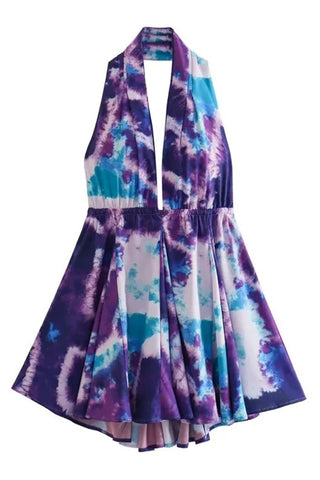 Halter Neck Tie-Dye Dress