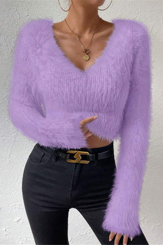 Fluffy V-Neck Sweater