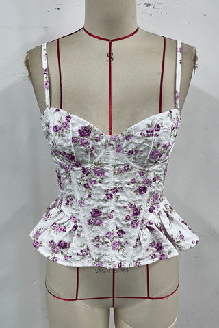 Floral Print Bustier Peplum Tank