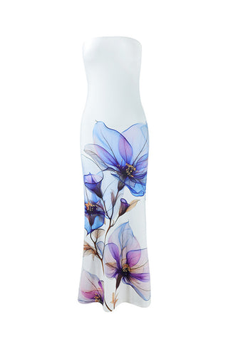 Strapless Floral Casual Dress