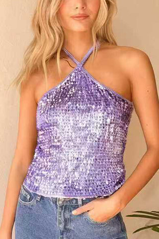 Halter Sequin Tank Top
