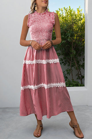 Ruffled Smocked Midi Dress