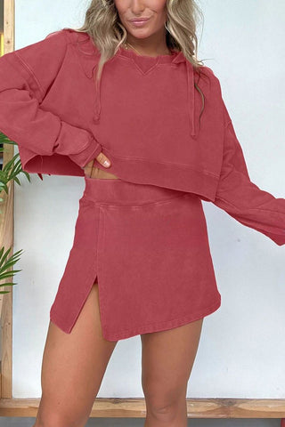 Cropped Hoodie and Skirt Set