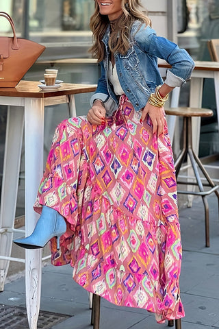 Patterned Patchwork Maxi Skirt