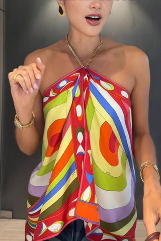 Vibrant Halter Neck Scarf Top
