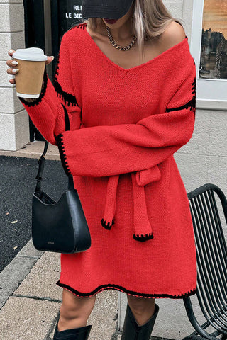 Belted Knit Casual Dress