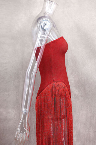 Fringe-Side Evening Dress